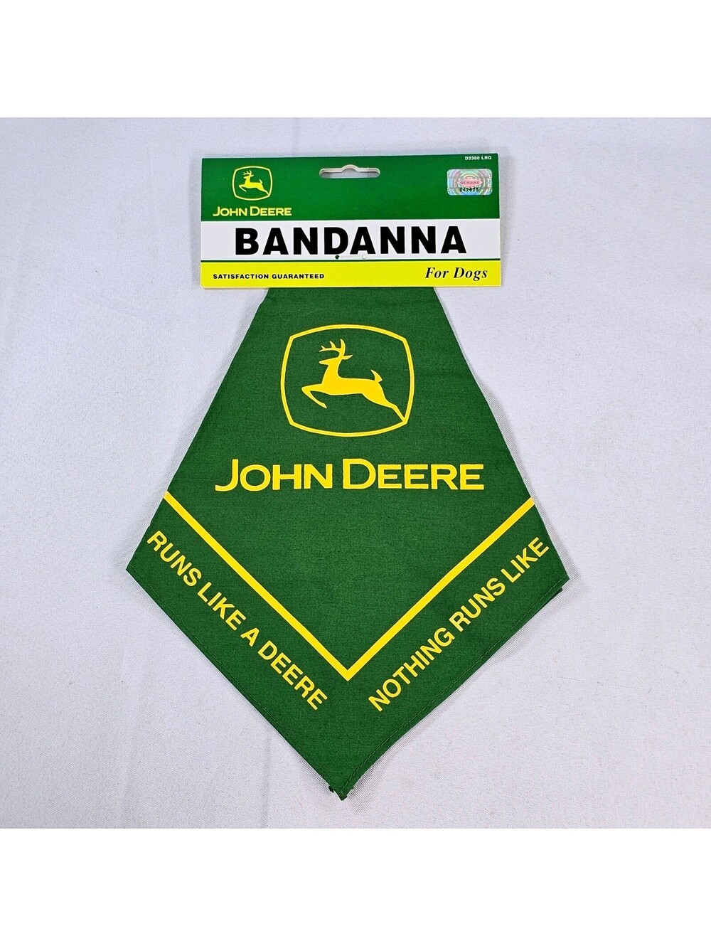 John Deere Dog Bandanna Green Yellow Logo Nothing Runs Like A Deere Large D2300